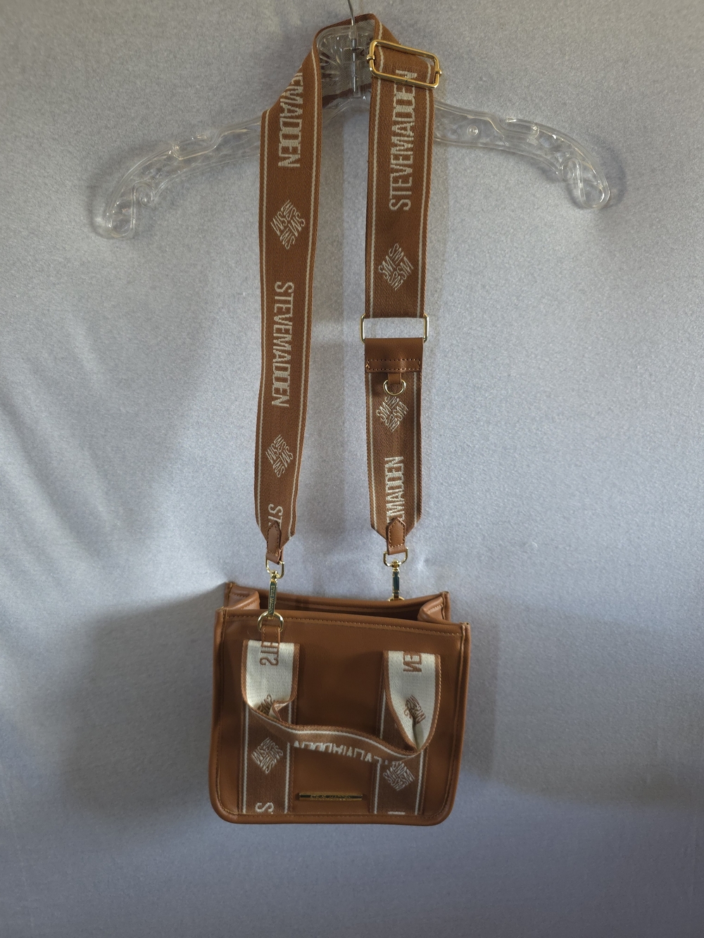 Steve Madden Brown Crossbody Bag with Logo Strap